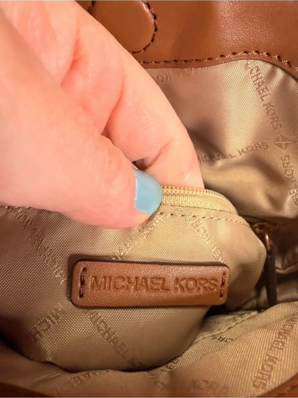 Michael Kors Brown & Tan MK Logo Crossbody Saddle Bag